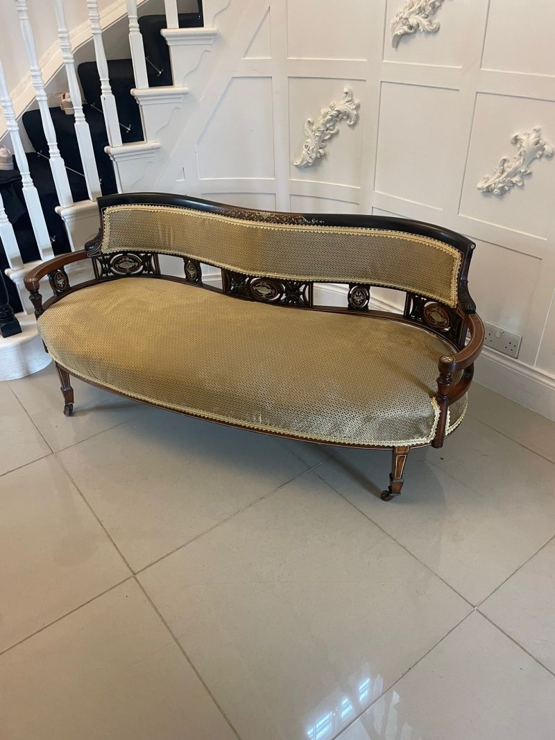 Superb Quality Antique Victorian Rosewood Inlaid Settee - Image 3